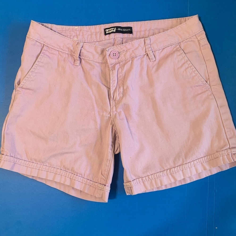 Levi’s Girl Light Purple Midi Casual School Shorts 14 REG 100% Cotton - Picture 7 of 8